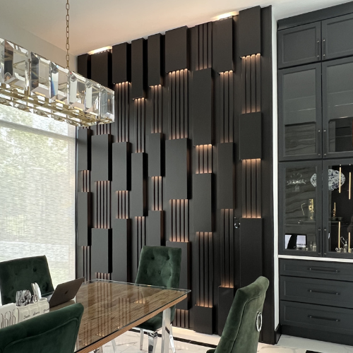 Custom black accent wall in Frisco Texas